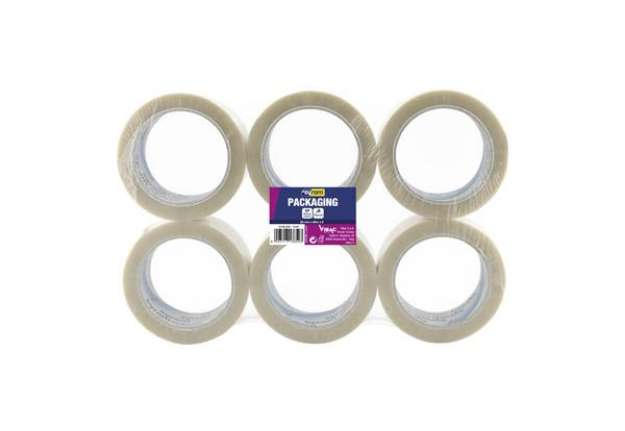 Immagine di Nastro adesivo da imballo SYROM 50 mm x 66 mt in PPL rumoroso trasparente Conf. 6 pezzi - 3852