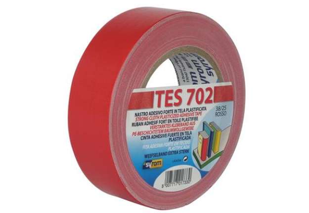 Immagine di Nastro adesivo in tela Tes 702 SYROM formato 38 mm x 25 m - materiale tela plastificata rosso - 1733