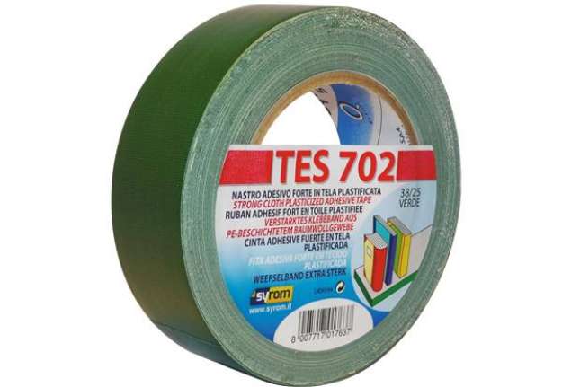 Immagine di Nastro adesivo in tela Tes 702 SYROM formato 38mm x 25 m - materiale tela plastificata verde - 1763