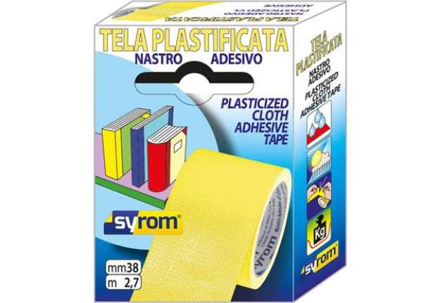 Immagine di Nastro adesivo in in tela Tes 702 SYROM formato 38 mm x 2,7 m - materiale tela plastificata giallo -