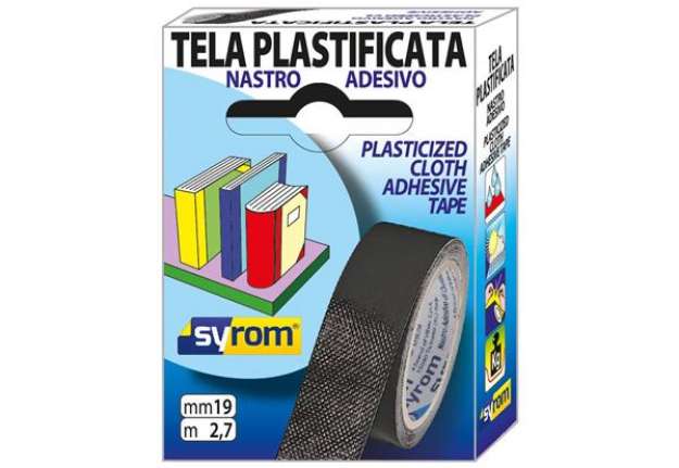 Immagine di Nastro adesivo in tela Tes 702 SYROM formato 19 mm x 2,7 m - materiale tela plastificata nero - 7569