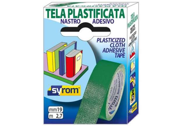 Immagine di Nastro adesivo in tela Tes 702 SYROM formato 19 mm x 2,7 m - materiale tela plastificata verde - 756