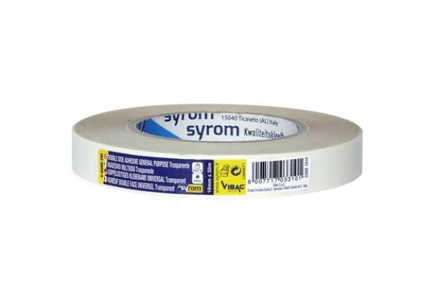 Immagine di Nastro biadesivo D.F.PLP 250 SYROM formato 19 mm x 50 m - materiale ppl trasparente - 3310