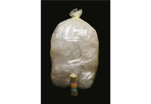 Immagine di Sacchi immondizia ROLSAC in polietilene rigenerato capacità 97 l GIALLO TRASP. rotolo da 10 pz. - 10