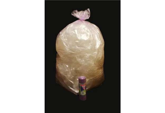 Immagine di Sacchi immondizia ROLSAC in polietilene rigenerato capacità 97 l VIOLA TRASP rotolo da 10 pz. - 1046