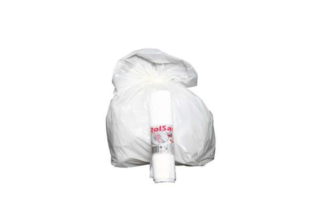 Immagine di Sacchi immondizia per rifiuti inorganici Rolsac 20 L 45x55 cm - 13 µm bianco - rotolo da 30 pezzi -