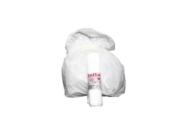 Immagine di Sacchi immondizia Rolsac Quality in polietilene rigenerato BIANCO 20 L rotolo da 30 pz. - 10245