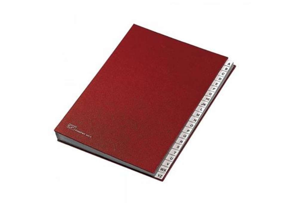 Immagine di Classificatore alfabetico FRASCHINI 24x34 cm in cartoncino con 22 scomparti rosso - 640-E-DR