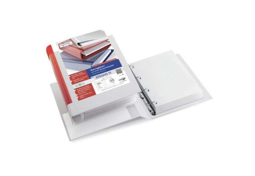 Immagine di Raccoglitore personalizzabile Sei Rota Stelvio TI A4 - 4 anelli D 65 mm bianco dorso 9 cm - 36654601