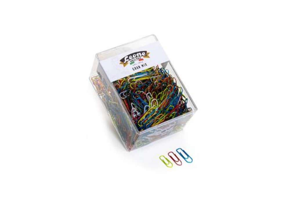 Immagine di Fermagli Leone Dell'Era Gran Mix in filo colorato metallizzato misure assortite scatola da 500 g FX5