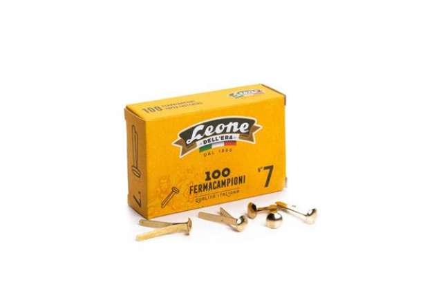 Immagine di Fermacampioni Leone Dell'Era in acciaio testa bombata N.7 31 mm ottone scatola da 100 pz. - FC7