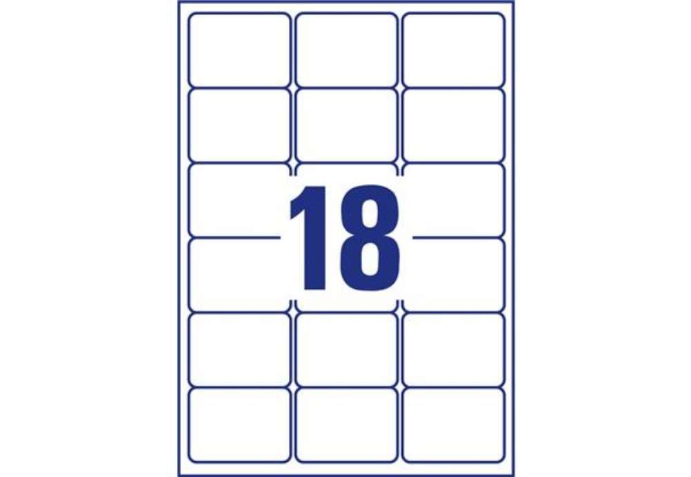 Immagine di Etichette bianche rimovibili AVERY 63,5x46,6 mm - 18 et/foglio - stampanti laser/inkjet Conf. 25 fog