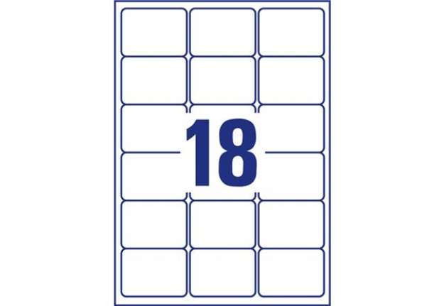 Immagine di Etichette bianche rimovibili AVERY 63,5x46,6 mm - 18 et/foglio - stampanti laser/inkjet Conf. 25 fog