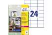 Immagine di Etichette permanenti poliestere bianche Avery 70x37 mm - 24 et/foglio - stampanti laser - cf. 20 fog