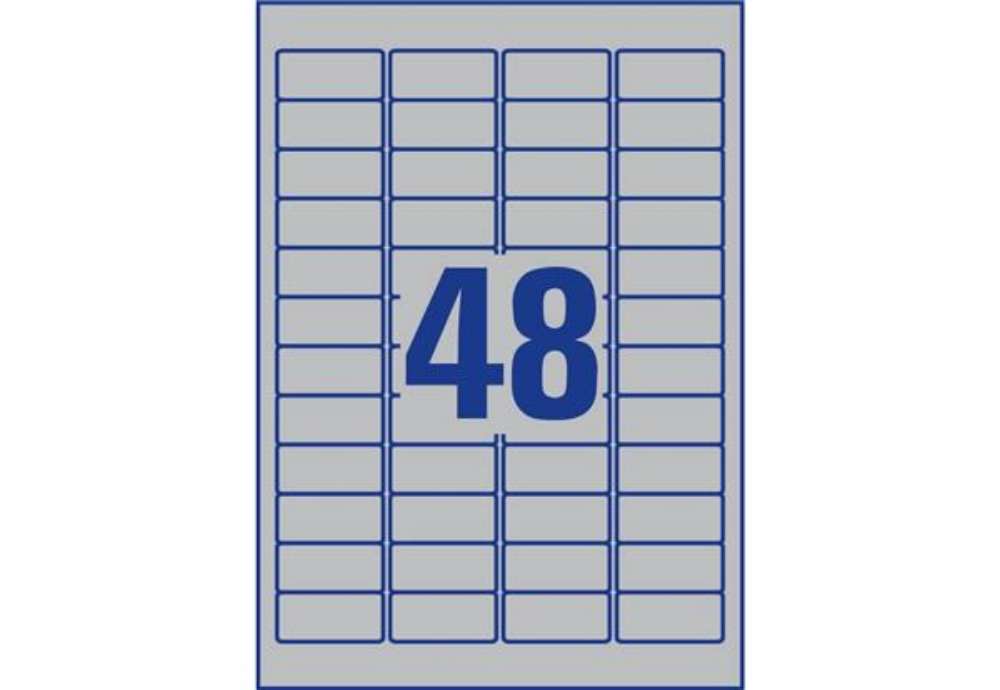 Immagine di Etichette permanenti poliestere argento Avery 45,7x21,2 mm - 48 et/foglio - laser monocolore conf. 1