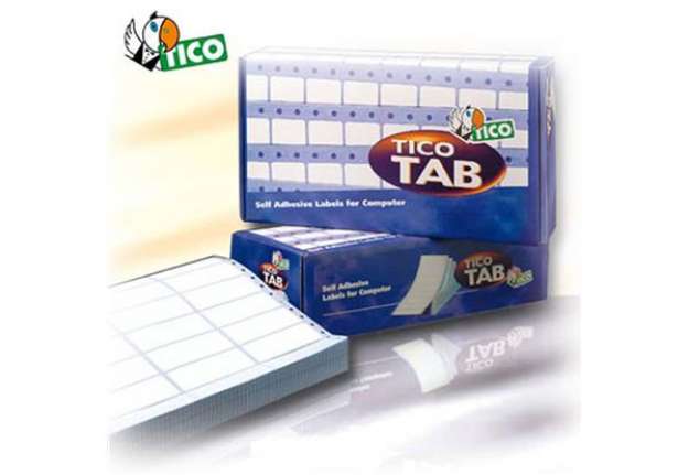 Immagine di Etichette bianche a modulo continuo TICO Tab 1 corsia 89x23,5 mm - 12 et/foglio - 500 fogli - 6000 e