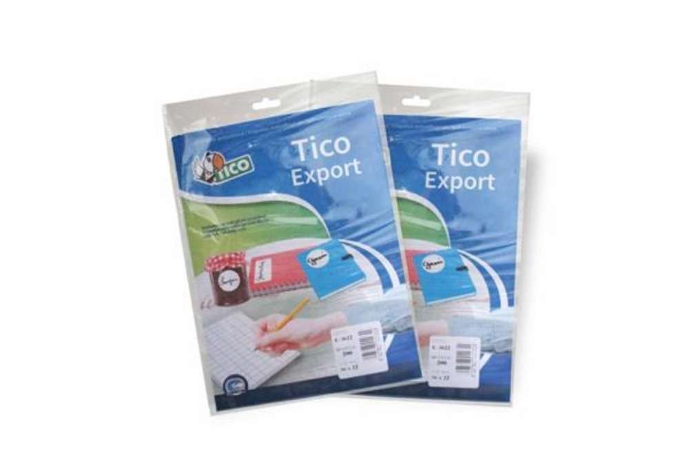 Immagine di Etichette bianche scrivibili a mano TICO Export 38x19 mm - 21 et./foglio - bustina da 10 fogli - E-3