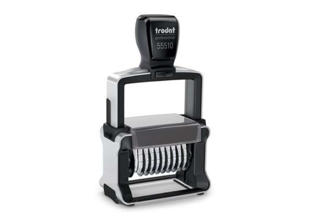 Immagine di Numeratore autoinchiostrante a 10 cifre TRODAT PROFESSIONAL 55510 4.0 in acciaio nero - 120202