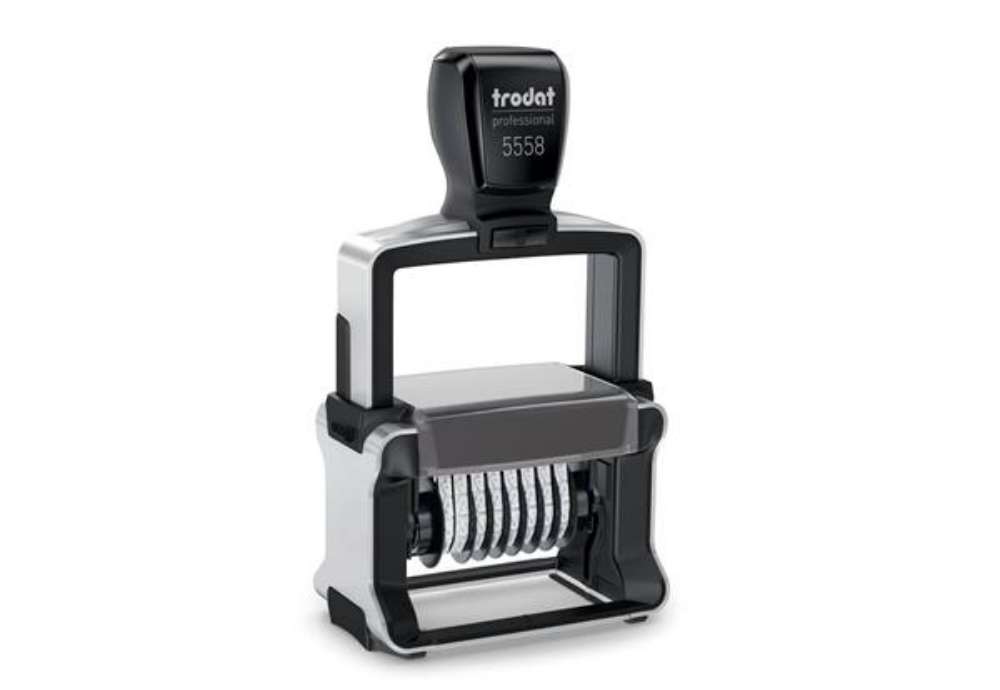 Immagine di Numeratore autoinchiostrante a 8 cifre TRODAT PROFESSIONAL 5558 4.0 in acciaio nero - 120198