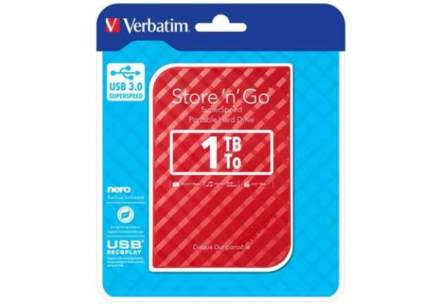 Immagine di Hard Disk Esterno Verbatim Store 'n' Go USB 3.0 1 TB rosso - 53203