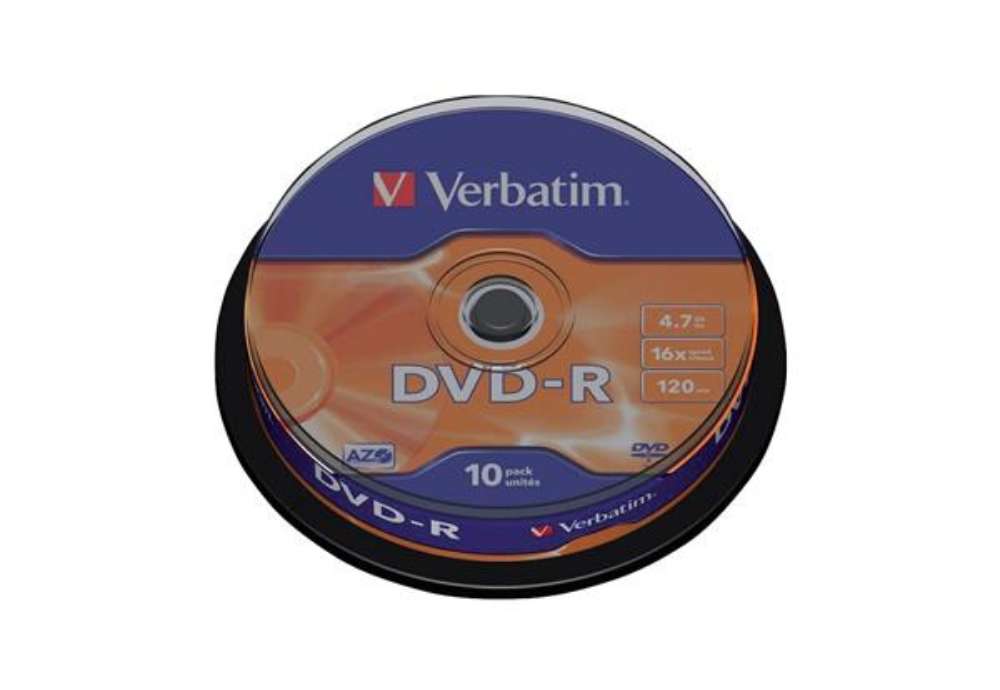 Immagine di DVD-R Verbatim 16x 4.7 GB Spindle Case in confezione da 10 dvd - 43523
