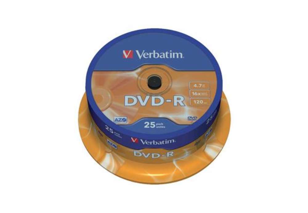 Immagine di DVD-R Verbatim 16x 4.7 GB Spindle Case in confezione da 25 dvd - 43522