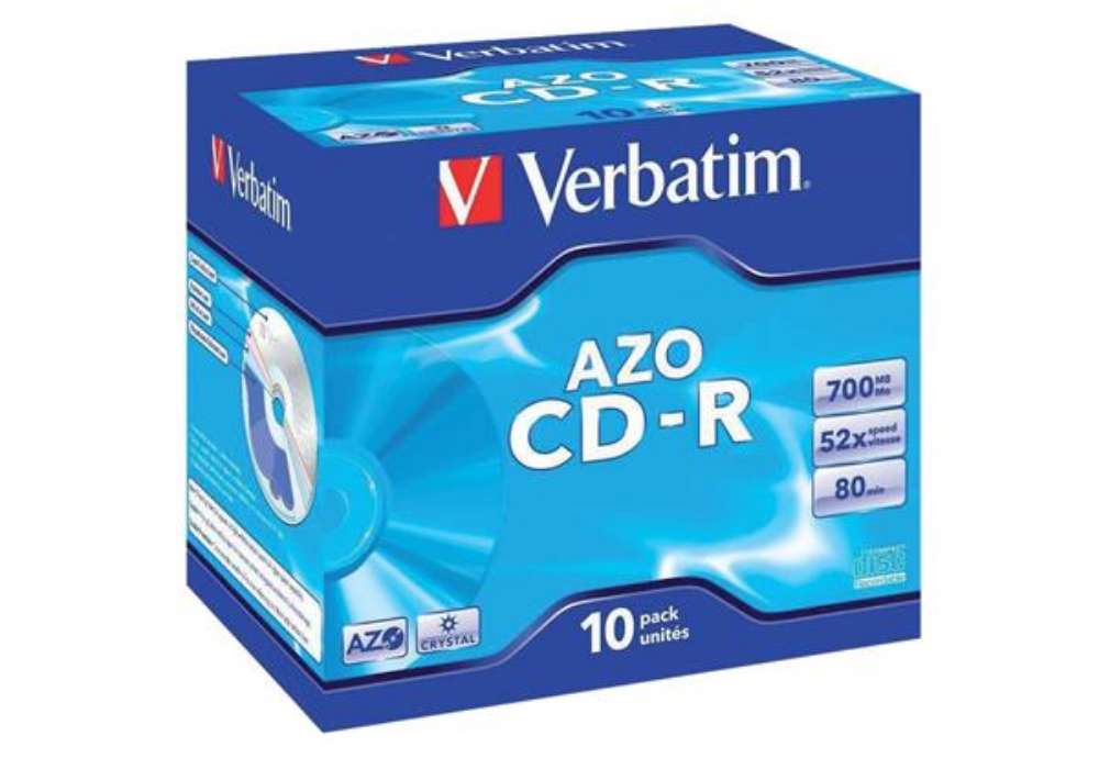 Immagine di CD-R AZO Verbatim 52x 700 MB Jewel Case da 10 pezzi - 43327