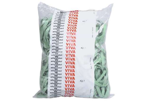 Immagine di Fettucce Elastiche Viva in busta in gomma naturale verde 100x8 mm conf.1000 gr - F8x100