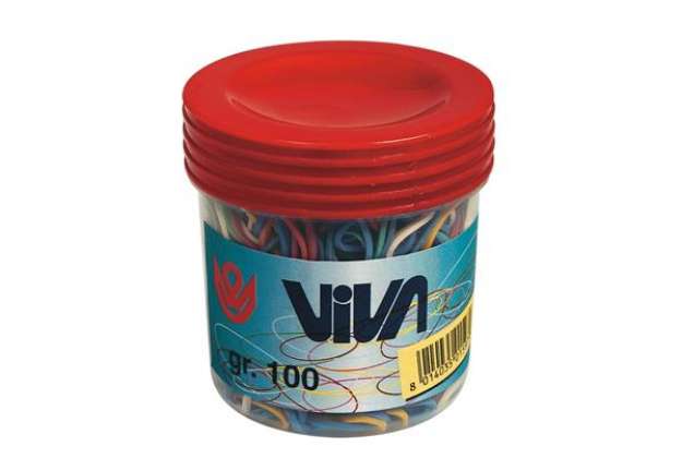 Immagine di Elastici Viva in barattolo in gomma colore e formati assortiti conf.100 gr - C101