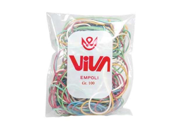 Immagine di Elastici Viva in busta in gomma colore e formati assortiti conf.100 gr - A100
