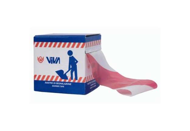 Immagine di Nastro segnalazione Viva messaggio bianco/rosso 70mm x 200m 1650B/R