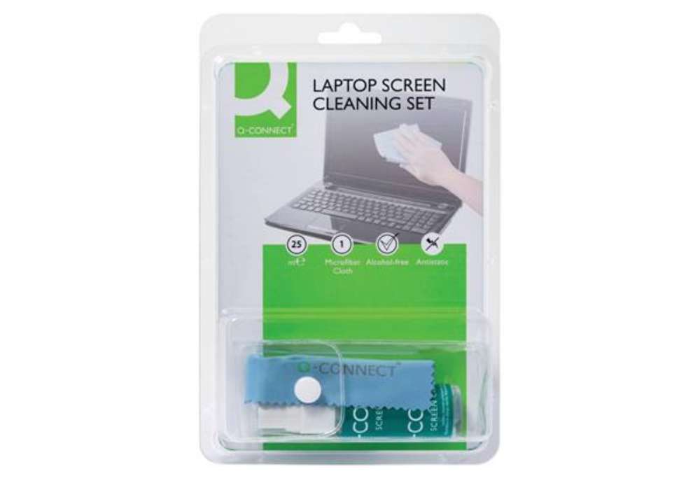 Immagine di Kit pulizia laptop Q-Connect Spray da 25 ml + panno KF32158