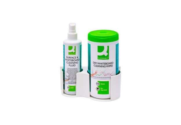 Immagine di Contenitore per detergenti lavagna Q-Connect include 100 salviette e un detergente liquido da 250 ml