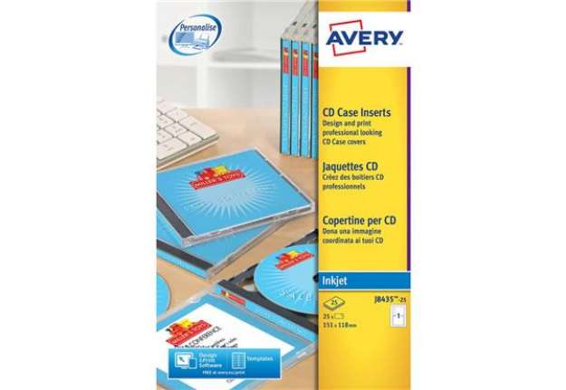Immagine di Copertine scrivibili per CD AVERY 151x118 mm - inkjet conf. 25 fogli - J8435-25