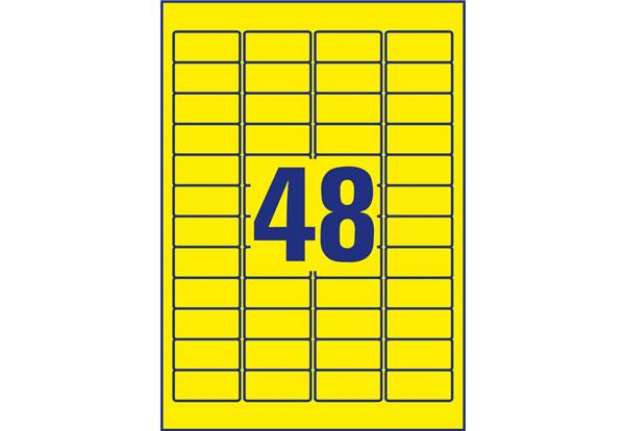 Immagine di Etichette permanenti poliestere giallo Avery 45,7x21,2 mm - 48 et/foglio - per stampanti laser - cf.