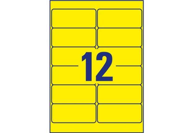 Immagine di Etichette permanenti poliestere giallo Avery 99,1x42,3 mm - 12 et/foglio - per stampanti laser - cf.
