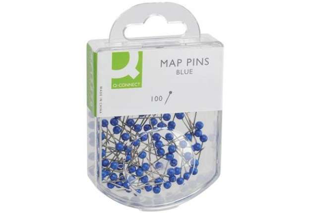 Immagine di Spilli cartografici Q-Connect 15 mm blu  conf. da 100 - KF15276