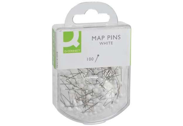 Immagine di Spilli cartografici Q-Connect 15 mm bianco conf. da 100 - KF15279