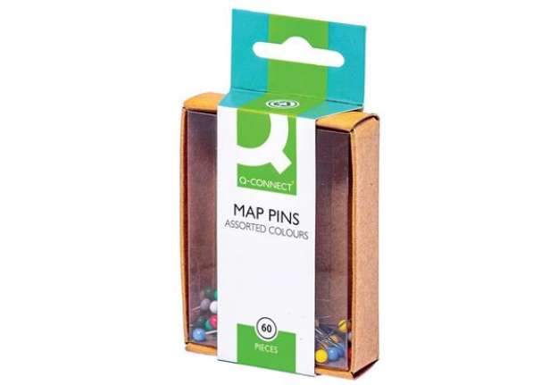 Immagine di Spilli cartografici Q-Connect 15 mm colori assortiti conf. da 60 - KF02030
