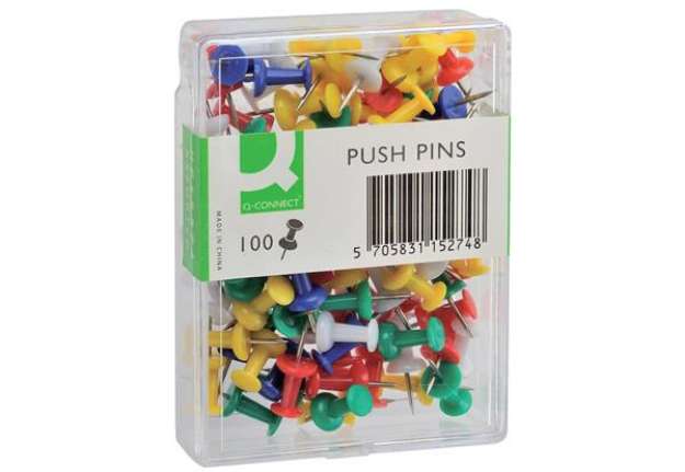 Immagine di Spilli per bacheca Q-Connect colori assortiti conf. da 100 - KF15274