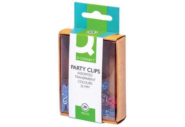 Immagine di Mini-mollette fermacarte Q-Connect 25 mm colori assortiti Scatola da 20 pezzi - KF02034