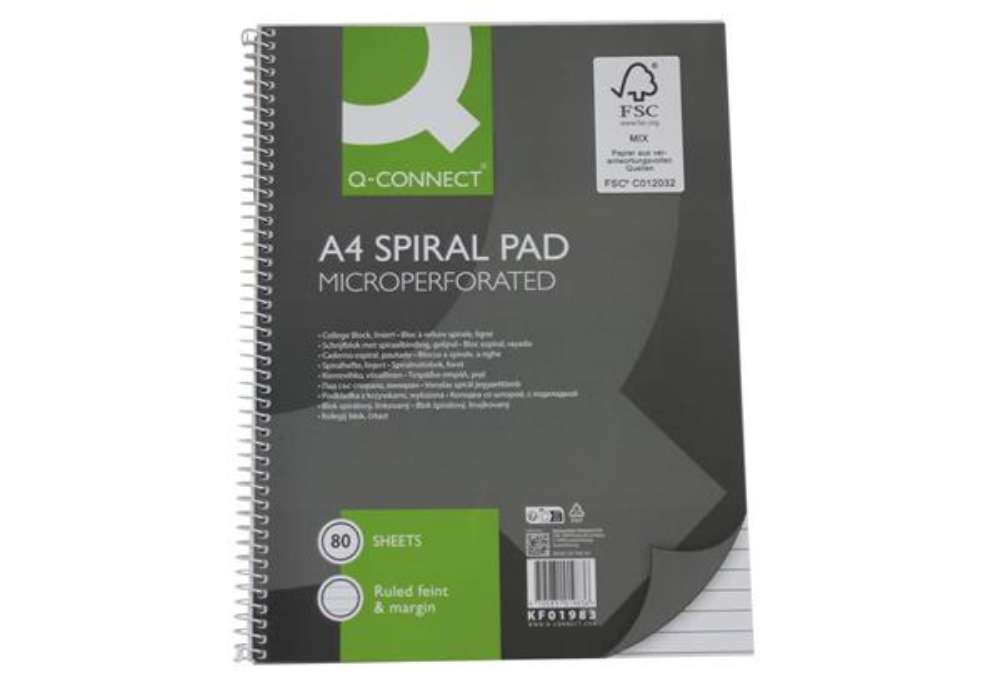 Immagine di Quaderno spiralato Q-Connect A4 - 80 ff 70 g/m² - rigatura 1R - KF01983
