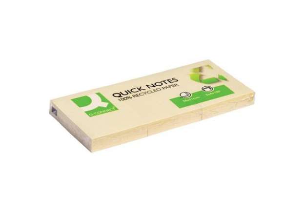 Immagine di Foglietti riposizionabili Q-Connect 100% materiale riciclato 65 g/m² giallo 38x51 mm  12 blocchetti