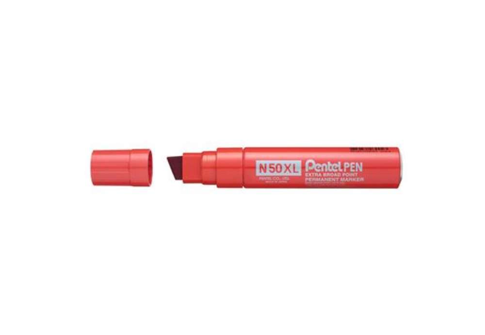 Immagine di Marcatore permanente Pentel N50 XL punta a scalpello 15.4/8.0 mm rosso N50XL-B