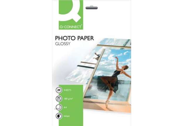 Immagine di Carta fotografica Inkjet Q-Connect A4 bianco 180 g/m² lucida conf. da 20 - KF01103