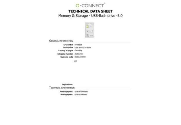 Immagine di Chiavetta USB in blister Q-Connect Super Speed 3.0 argento/nero 8 GB KF16368