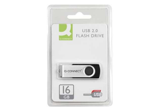 Immagine di Chiavetta USB in blister Q-Connect High Speed 2.0 nero 16 GB con cappuccio di protezione KF41513
