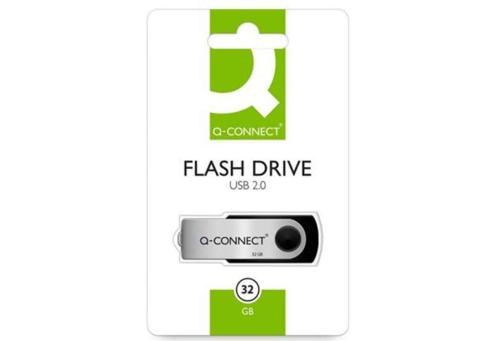 Immagine di Chiavetta USB in blister Q-Connect High Speed 2.0 nero 32 GB con cappuccio di protezione KF76970