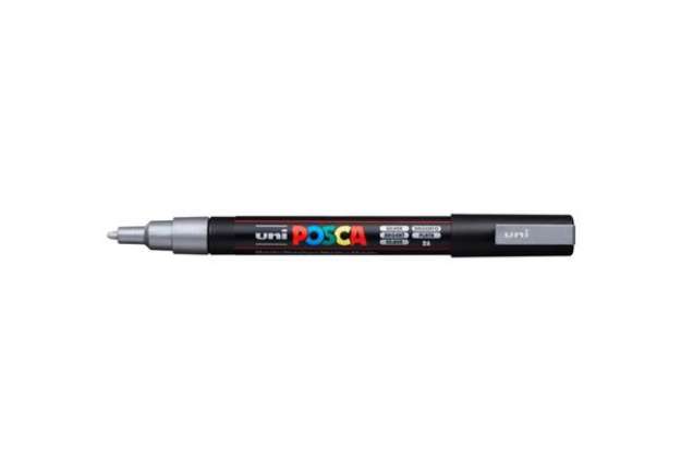 Immagine di Marcatore a tempera POSCA Uni-Ball punta tonda 0,9-1,3 mm argento M PC3M ARG