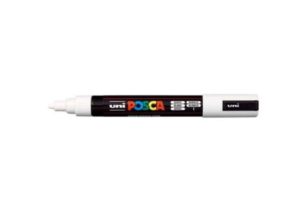 Immagine di Marcatore a tempera POSCA Uni-Ball punta tonda 1,8-2,5 mm bianco M PC5M BI